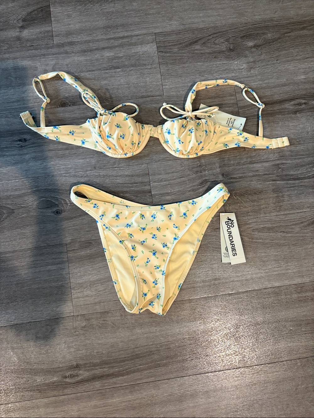 No Boundaries Yellow Floral Underwire Bikini Set
